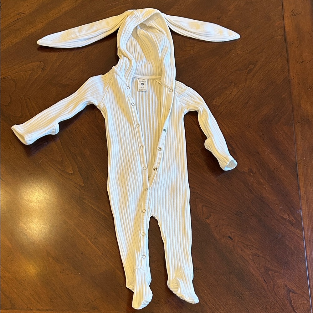 Kate Quinn Ivory Ribbed Kids One Piece with Bunny Ears and Tail